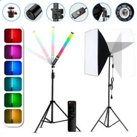 Kit Softbox + Bast�o De Led Rgb Est�dio Luz Continua Tripe