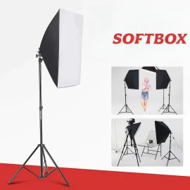 Kit Softbox 50x70 + Trip� 2m Est�dio Fotografia Ilumina��o Bivolt Bocal E27 com Tela Difusora
