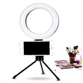 Ring Light Mesa Iluminador De Led 6 Polegadas Com Suporte Celular 16CM Origina OfertaMax