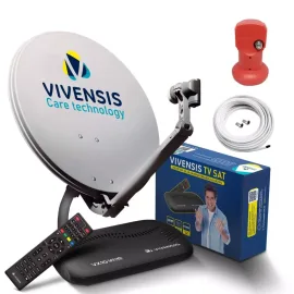 Kit Receptor Vivensis Vx10 Com Parab�lica 60cm Cabo Coaxial de 15 metros, LNBF, Conectores