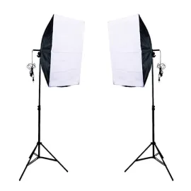 Kit de Ilumina��o Duplo Foto e Video Luz Cont�nua Softbox 50x70cm e Trip�